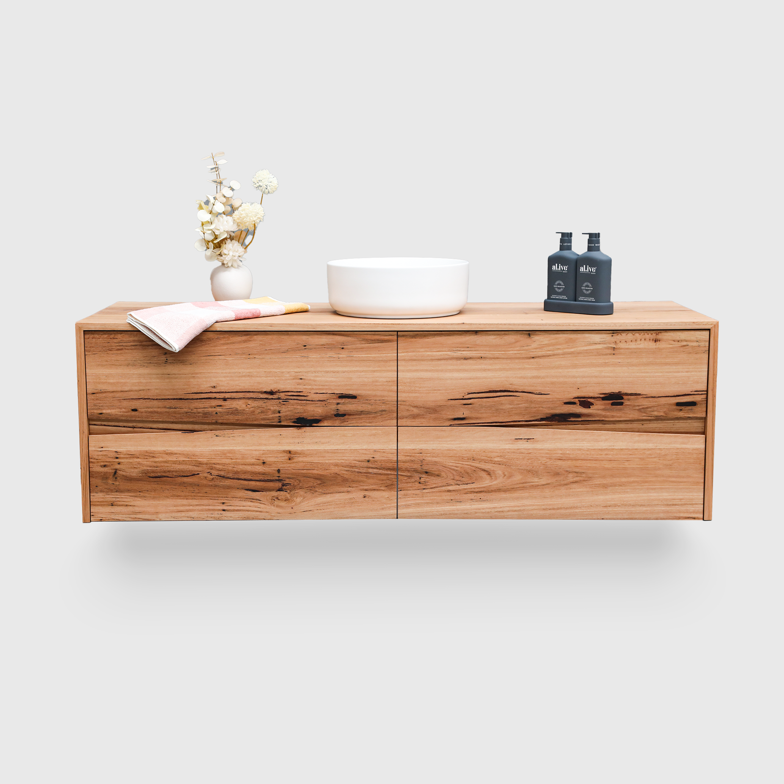 1500mm dreamer timber top vanity